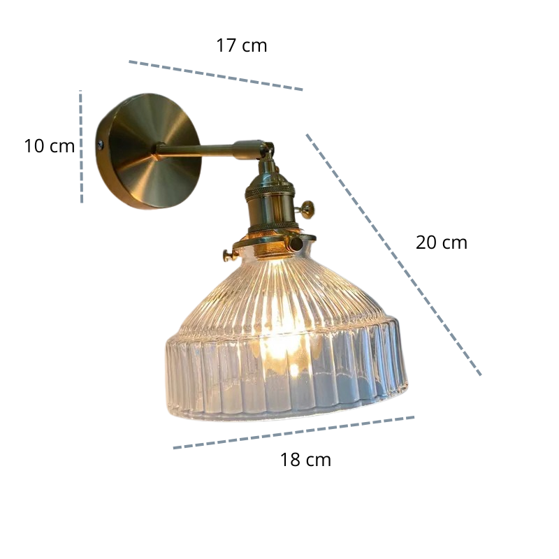 Arandela de Parede Sofisticada Dourada em Vidro