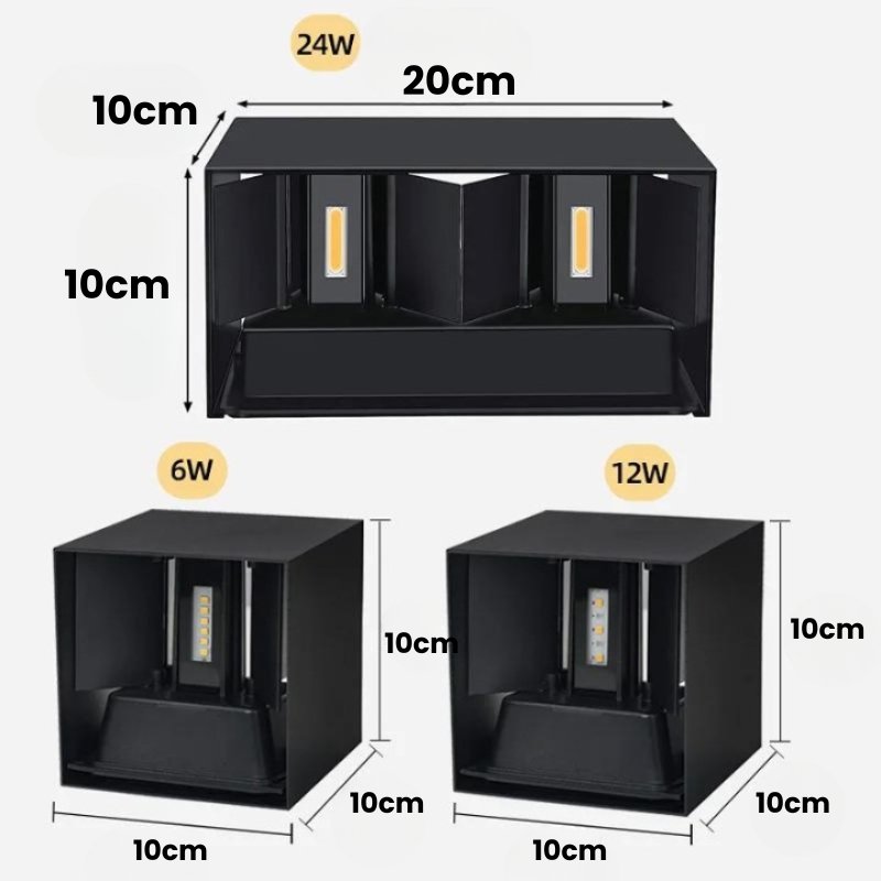 Arandela de PArede Externa Preta à Prova D'água IP65