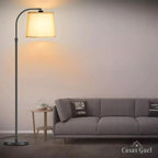 Luminária de Chão Ajustável com Cúpula em Linho