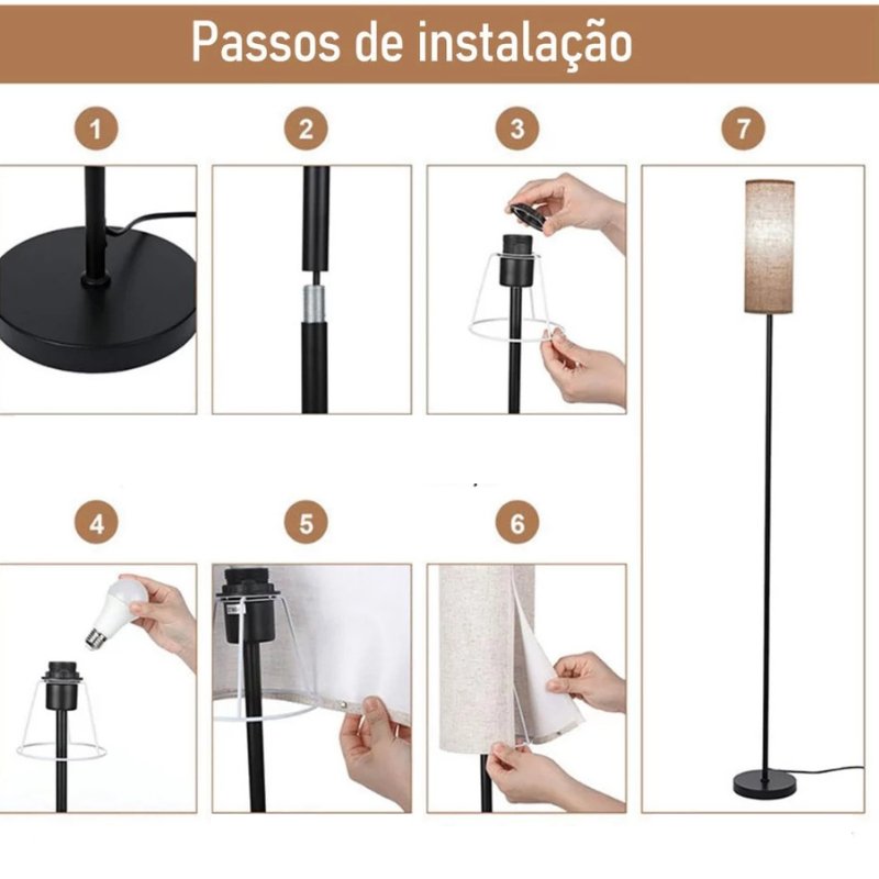 Luminária de Chão Minimalista Luz Ajustável